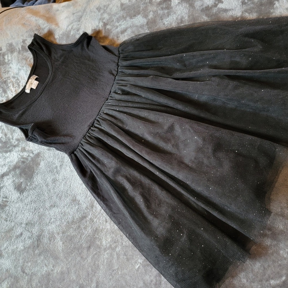 Knitworks Tutu Dress Girls Size 10 Black Good Glitter Tulle Sleeveless Party 849